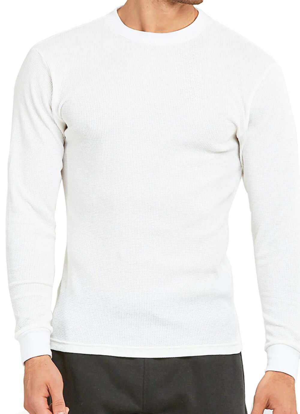 Men's Heavyweight Cotton Long Sleeve Thermal Top, White XL, 1